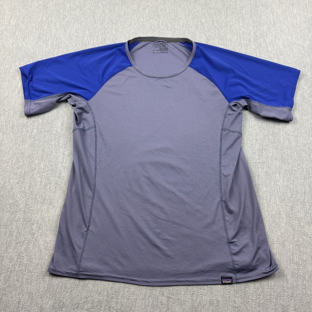 Patagonia Shirt Womens Large Blue Gray Lightweight Capilene Baselayer Stretch